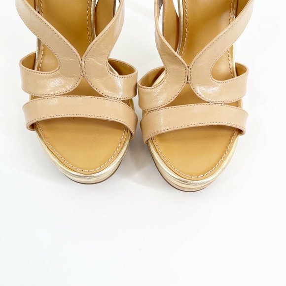 Nine West Tan Strappy Sandal Heels Sz 9 - Picture 4 of 8